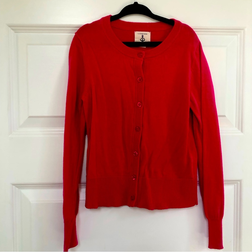 Lands End - Preppy girls cardigan sweater